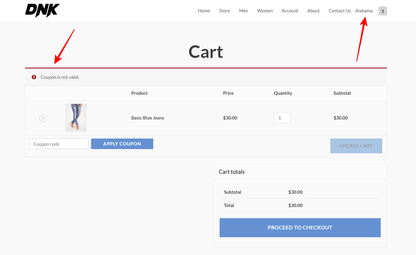 woocommerce restrict coupons by state