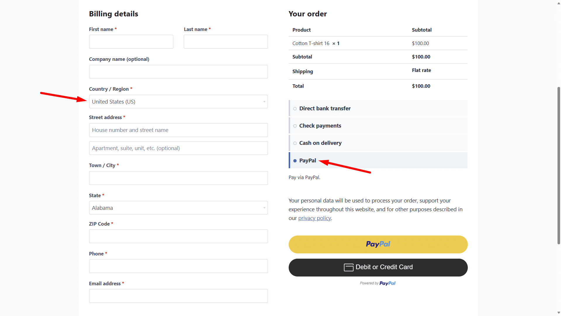 Disable WooCommerce payment gateway for specific country