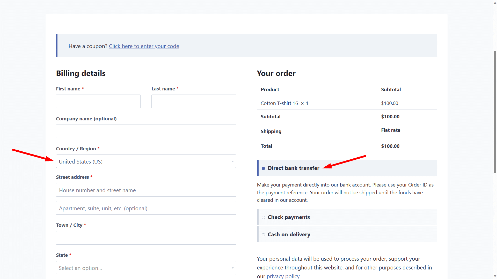 Disable WooCommerce payment method for all countries except for your country