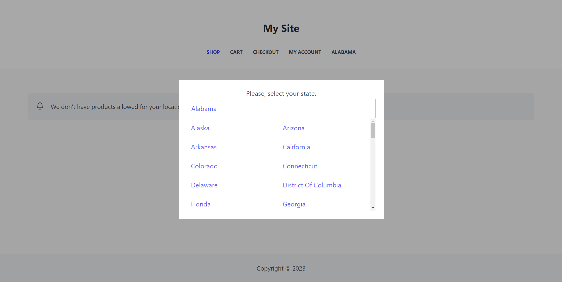woocommerce product visibility by state